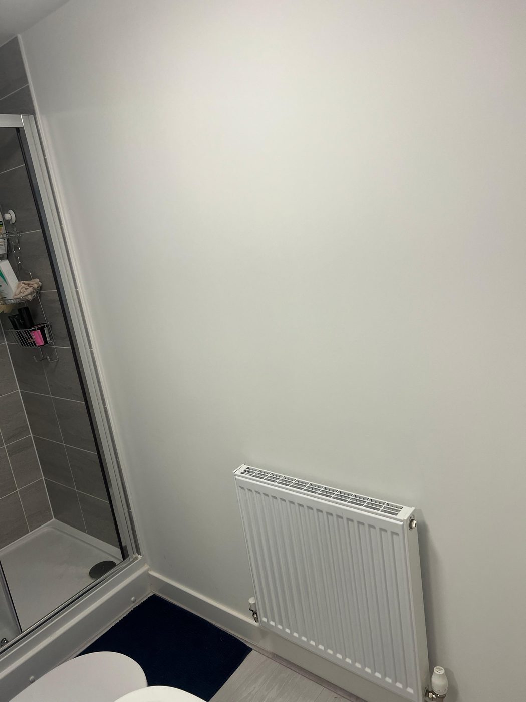 Bathroom in Exeter before — small white radiator