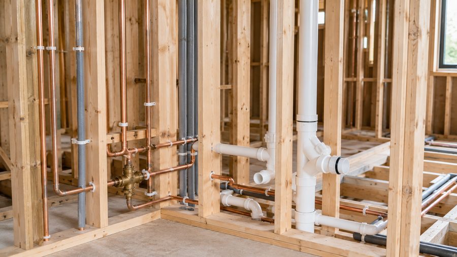 First-fix new build plumbing pipework in Devon